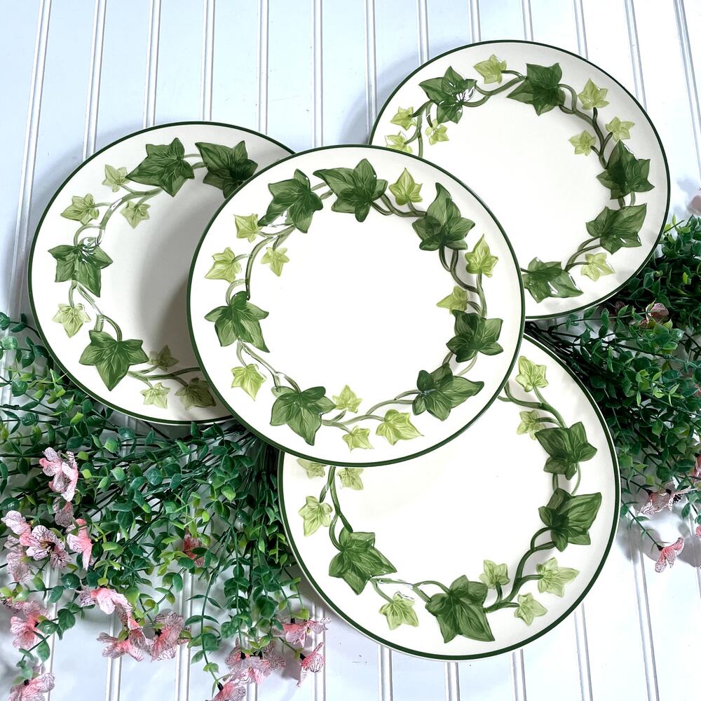 Vintage Franciscan Green Ivy Dinnerware Pieces Dinner Plates I Love Lucy Set x4